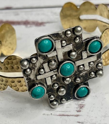 Criss Cross Concho Gold Cuff