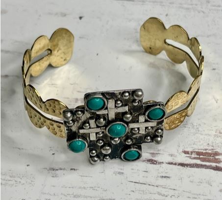 Criss Cross Concho Gold Cuff
