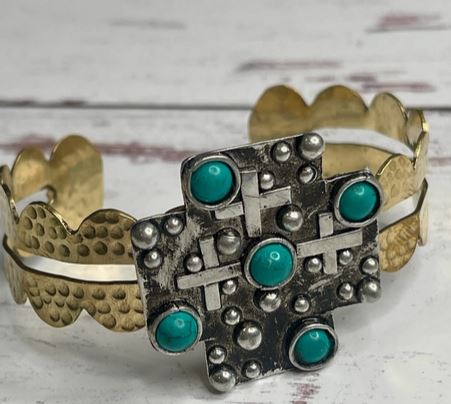 Criss Cross Concho Gold Cuff