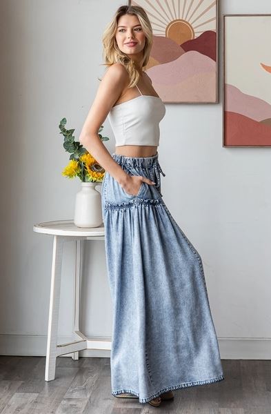 Washed Tencel Wide Leg Pants