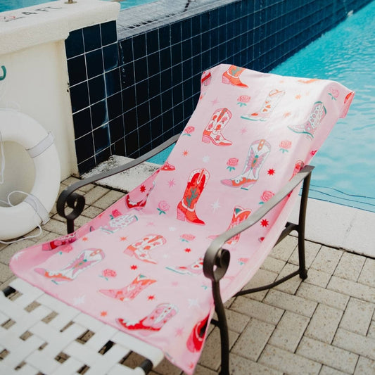 Boots and Flowers Microfiber Beach Towel