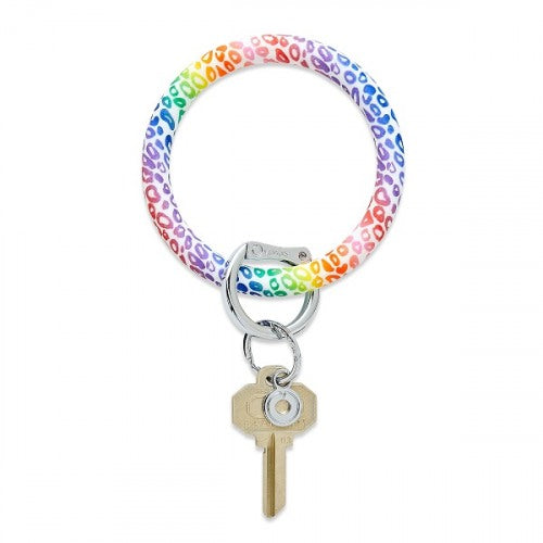 Silicone Big O® Key Ring - Rainbow Cheetah