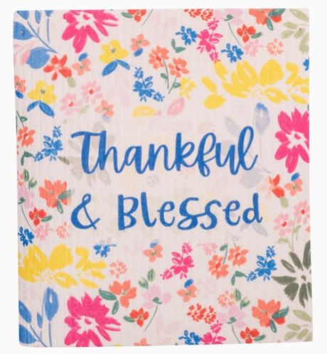 Eco Friendly Dishcloth Set: Clementine; Thankful & Blessed