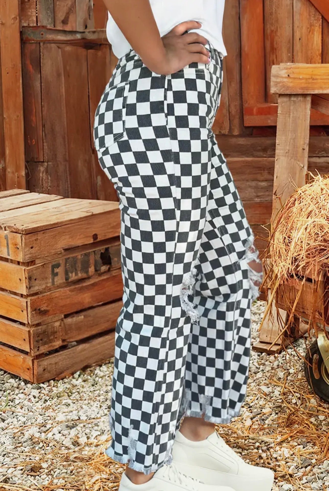 Fast Lane Checkered Jeans