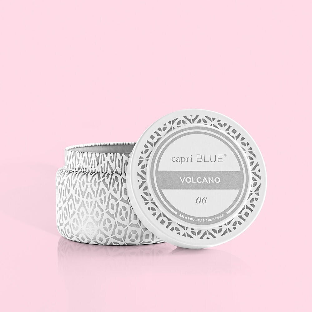 Capri Blue Volcano White Printed Travel Tin