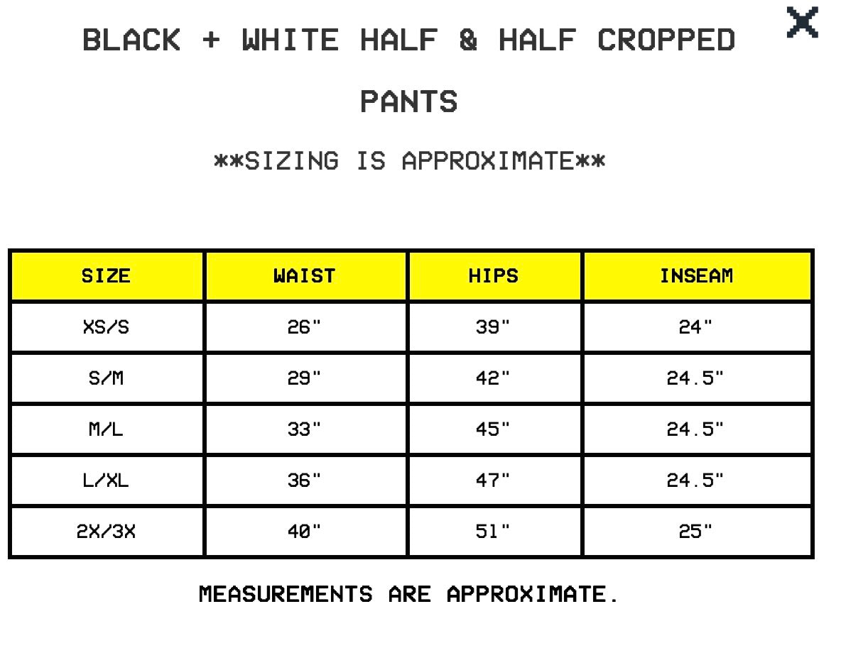 Black + White Half & Half Cropped Pants