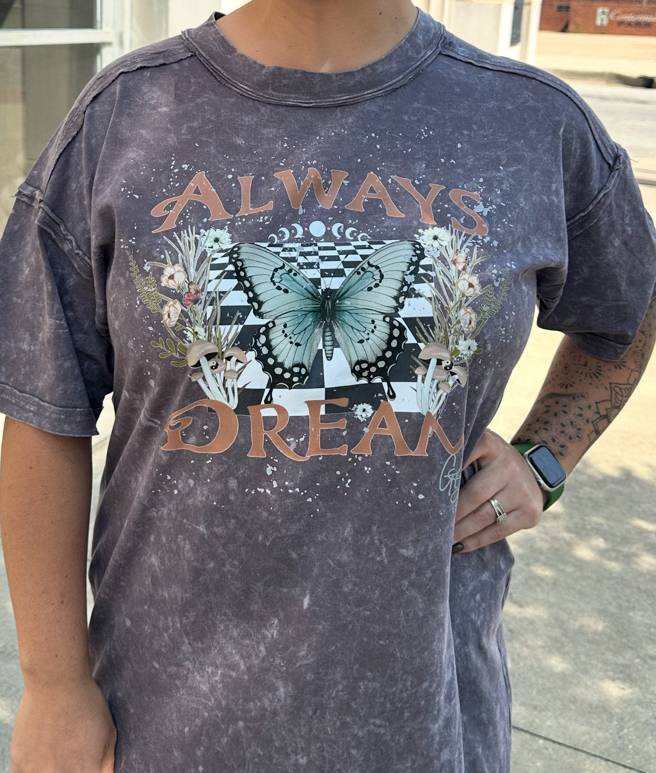 Grit & Grace Apparel "Always Dream" Mineral Washed Graphic Dress
