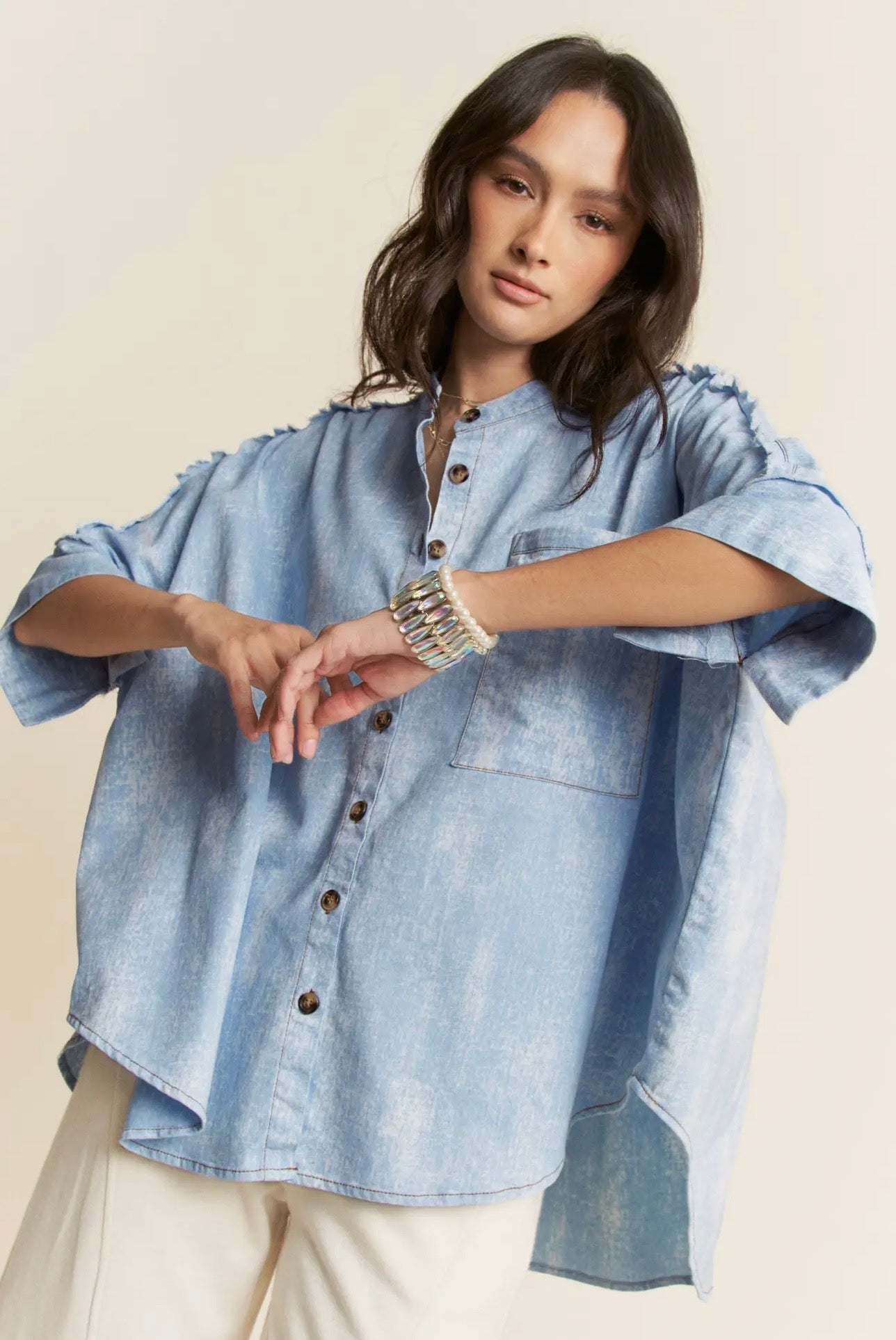 Coastal Breeze Chambray Top