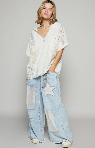Crochet Contrast Solid Top