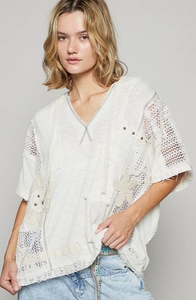 Crochet Contrast Solid Top