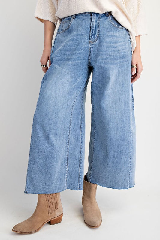WASHED STRETCH DENIM PANTS