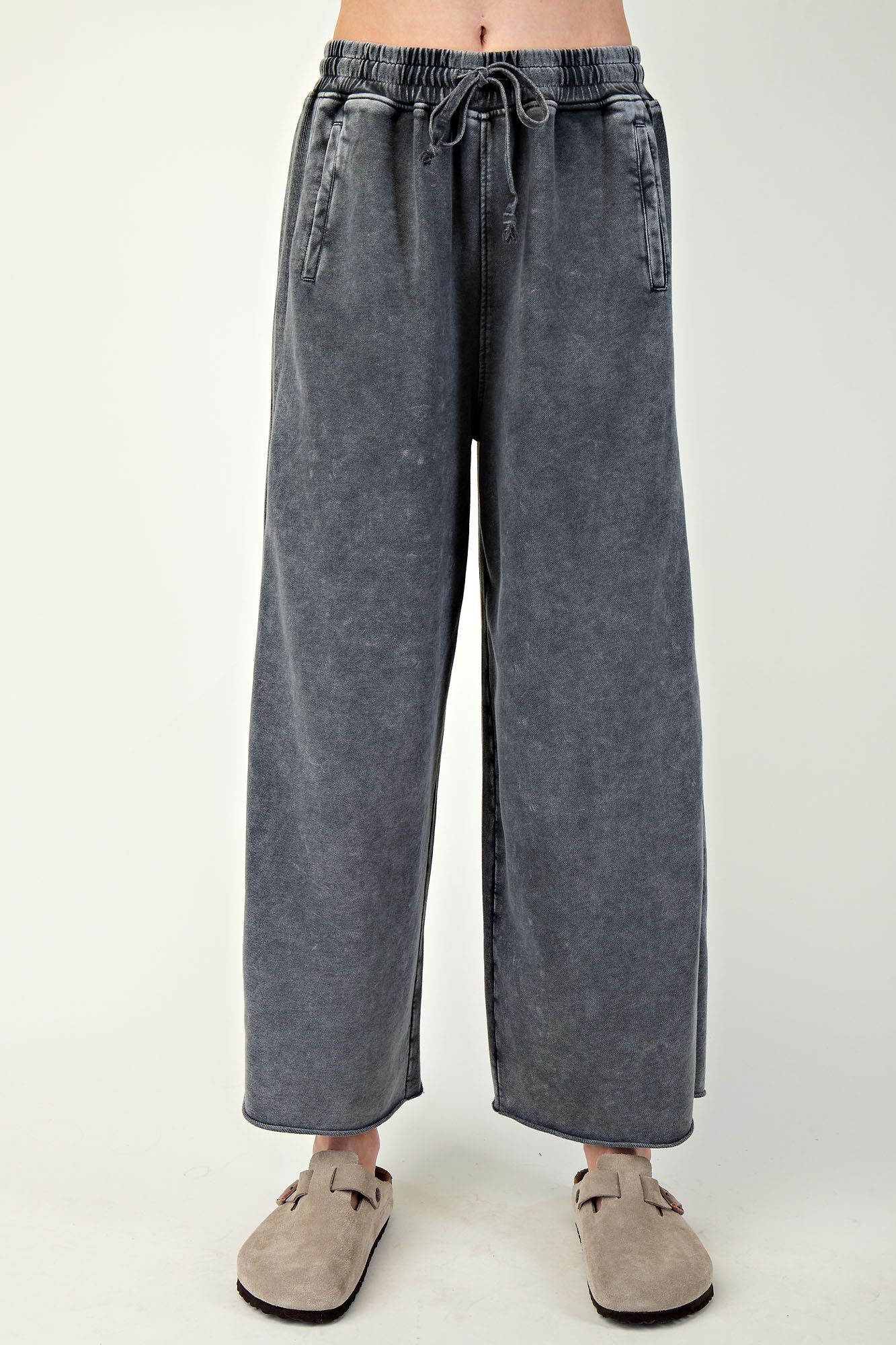 MINERAL WASHED TERRY KNIT PANTS