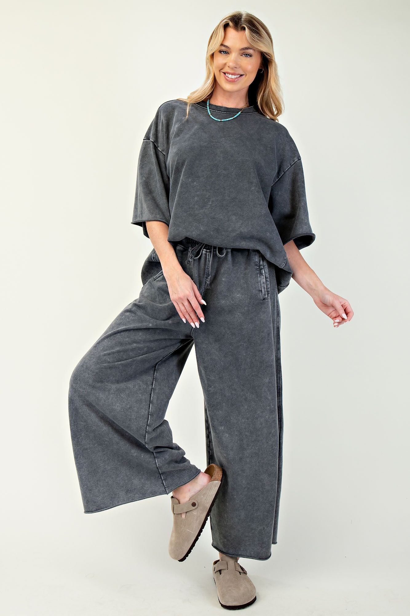 MINERAL WASHED TERRY KNIT TOP