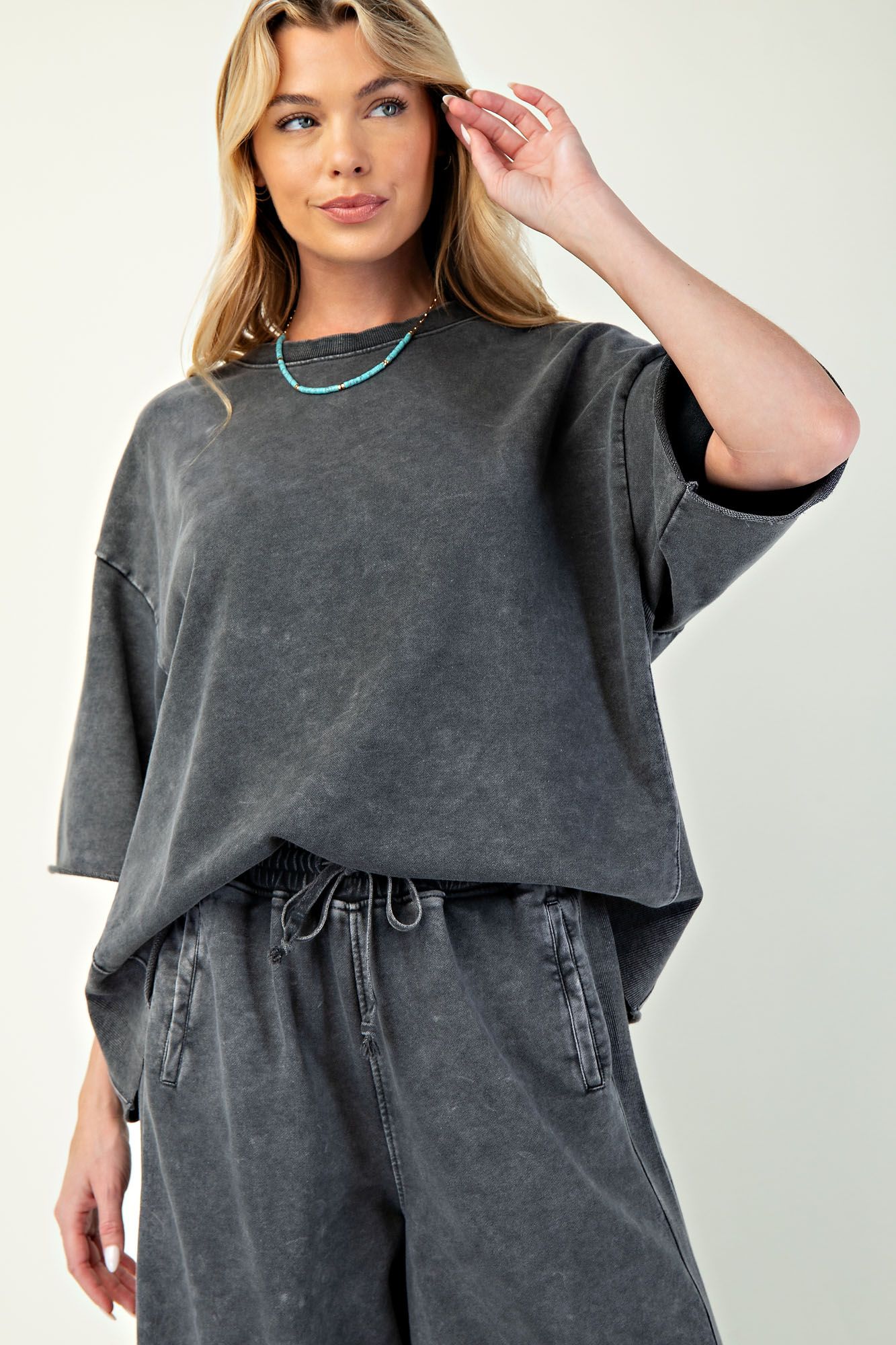 MINERAL WASHED TERRY KNIT TOP
