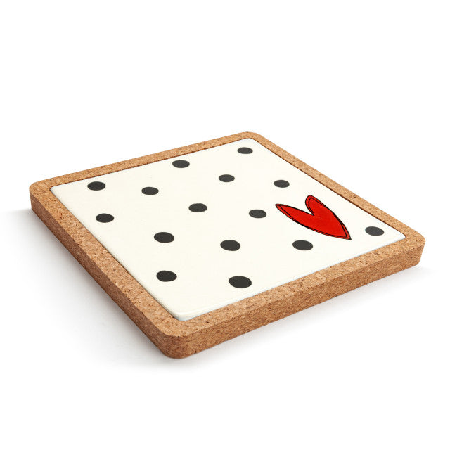 Black Dots Cork Base Trivet