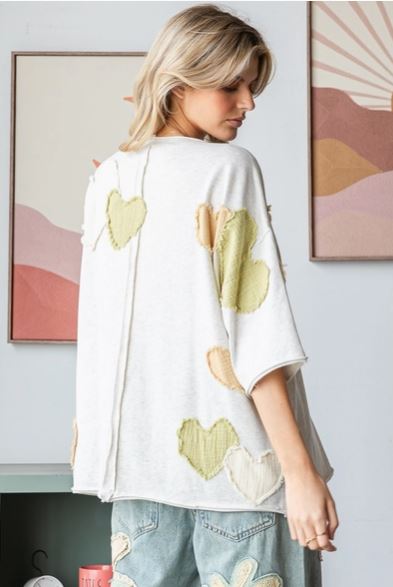 Heart Patchwork Mineral Washed Short Sleeve Tee