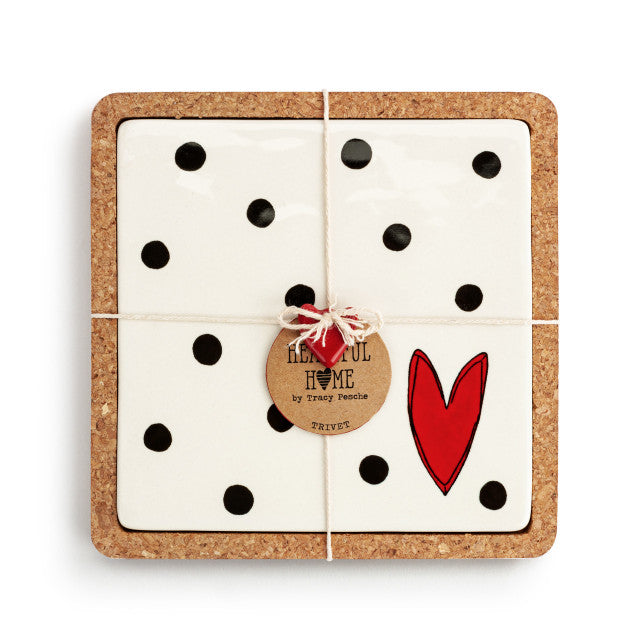 Black Dots Cork Base Trivet