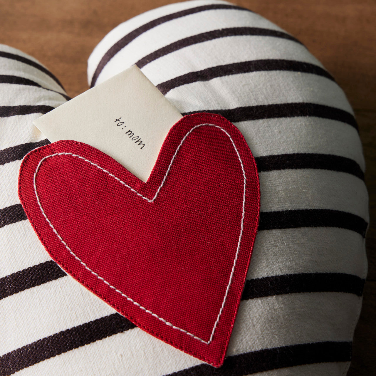 Red Heart and Stripes Heart Pocket Pillow