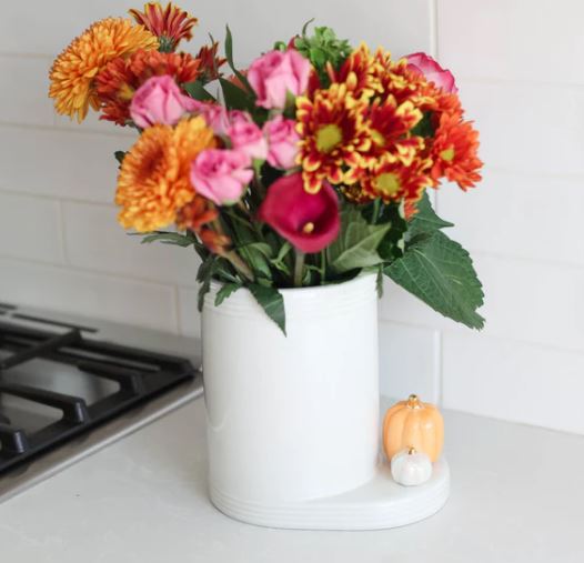 pinstripe utensil crock