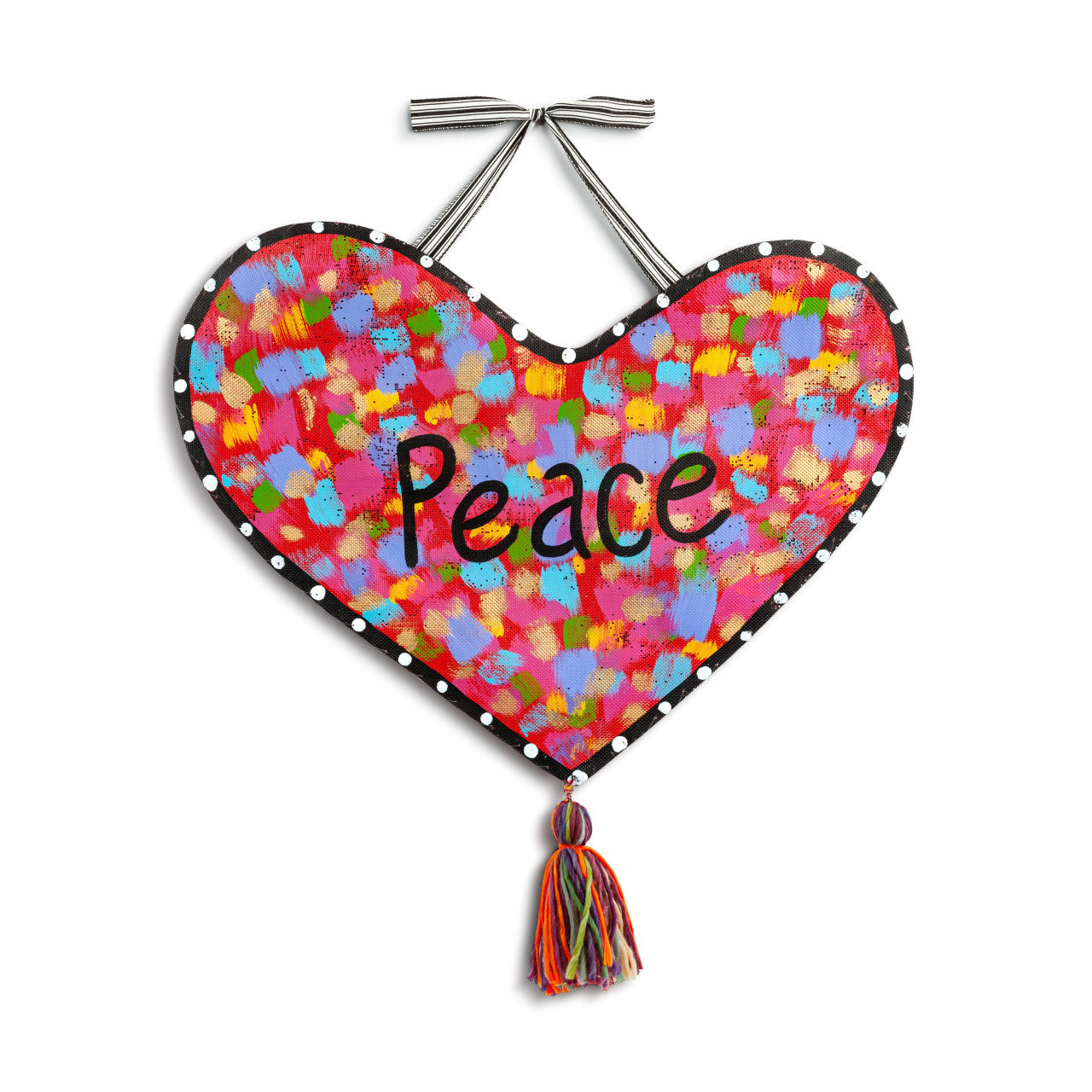 Colorful Peace Heart Door Hanger