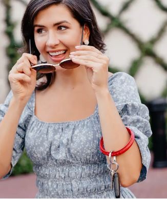 Leather Big O® Key Ring - Cherry On Top Croc-Embossed
