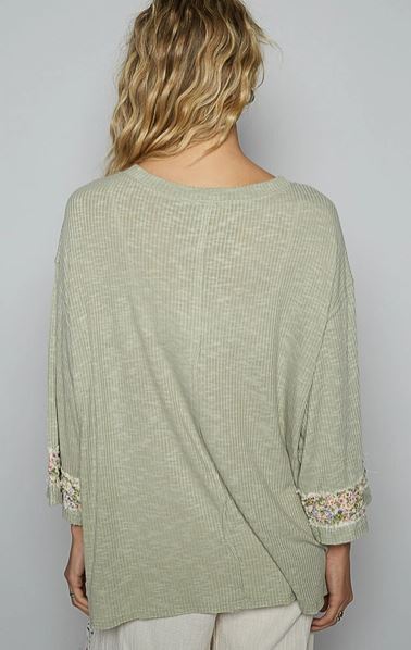 Floral Peace Patch Knit Top