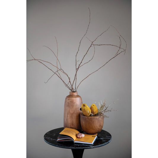 Paulownia Wood Vase, Walnut Stained Finish