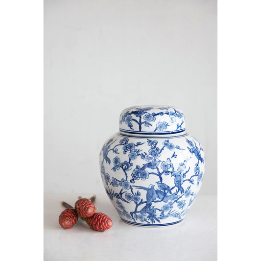 Decorative Stoneware Ginger Jar