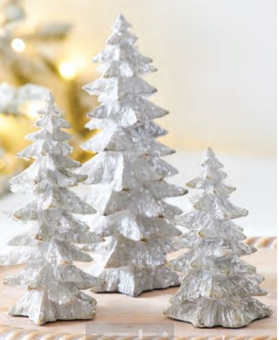 Set of 3 WHITE GLITTERED TREES