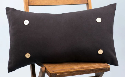BLACK CANVAS LUCKYBIRD BUTTON PILLOW