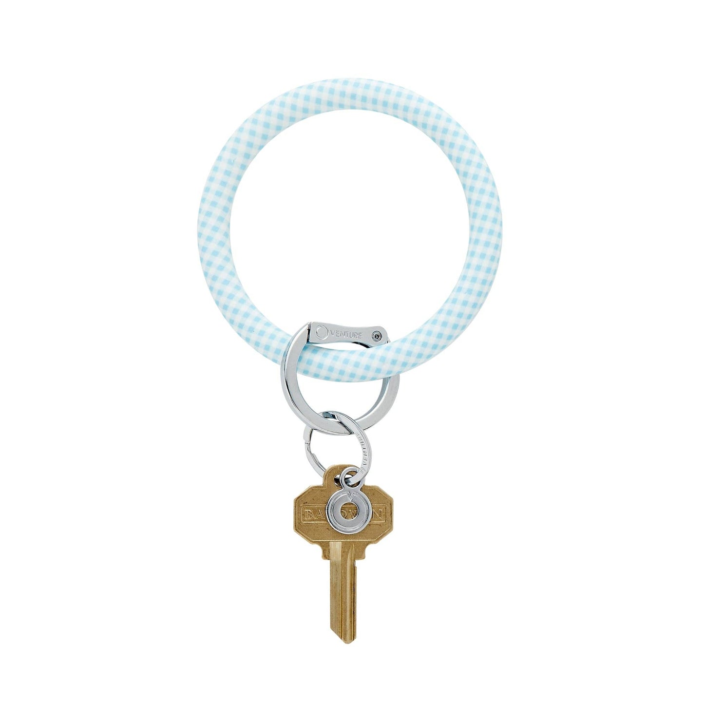 Silicone Big O® Key Ring - Gingham Sweet Carolina Blue