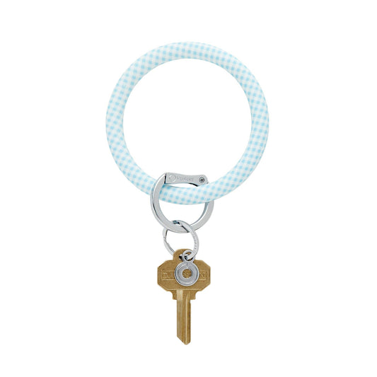 Silicone Big O® Key Ring - Gingham Sweet Carolina Blue