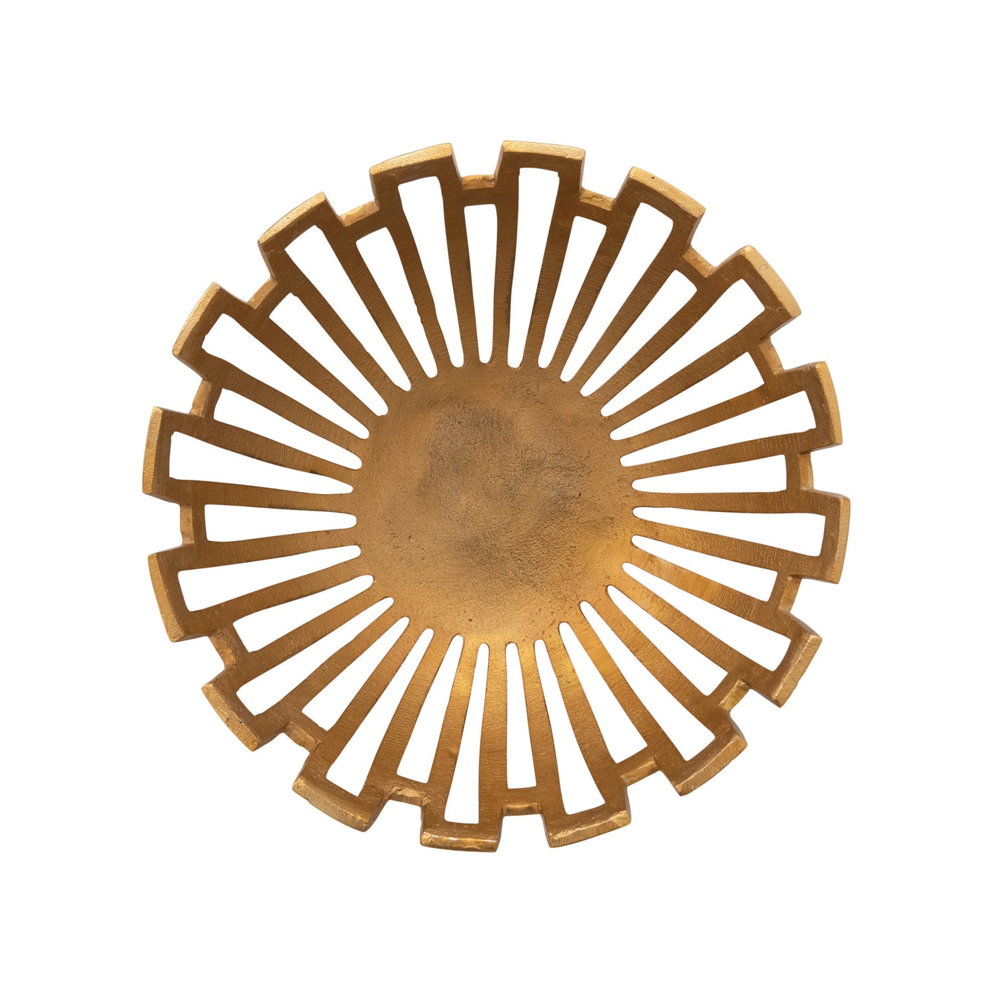 Decorative Aluminum Art Deco Bowl with Cut-Outs, Antique Gold Finish