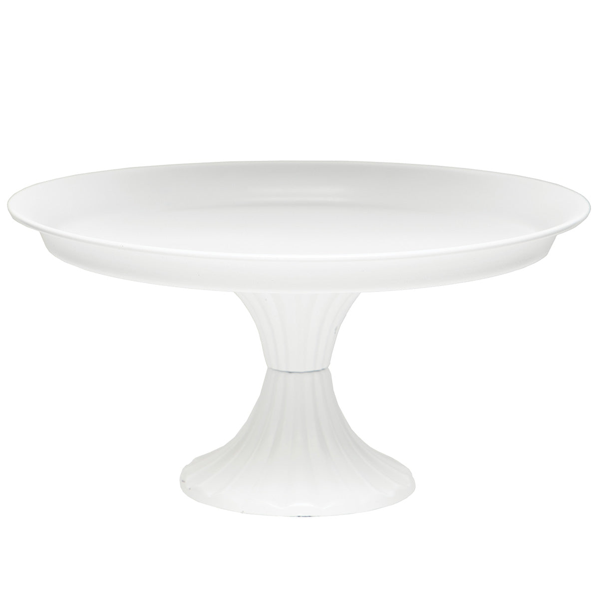 ROUND METAL PEDESTAL DISPLAY TRAY MATTE WHITE