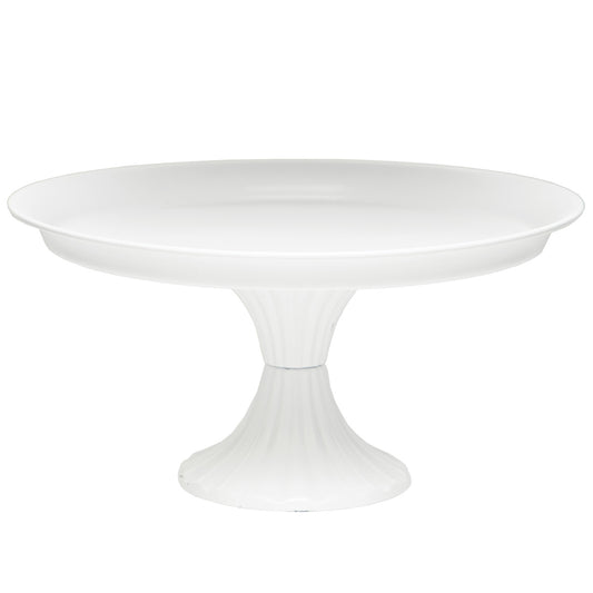 ROUND METAL PEDESTAL DISPLAY TRAY MATTE WHITE