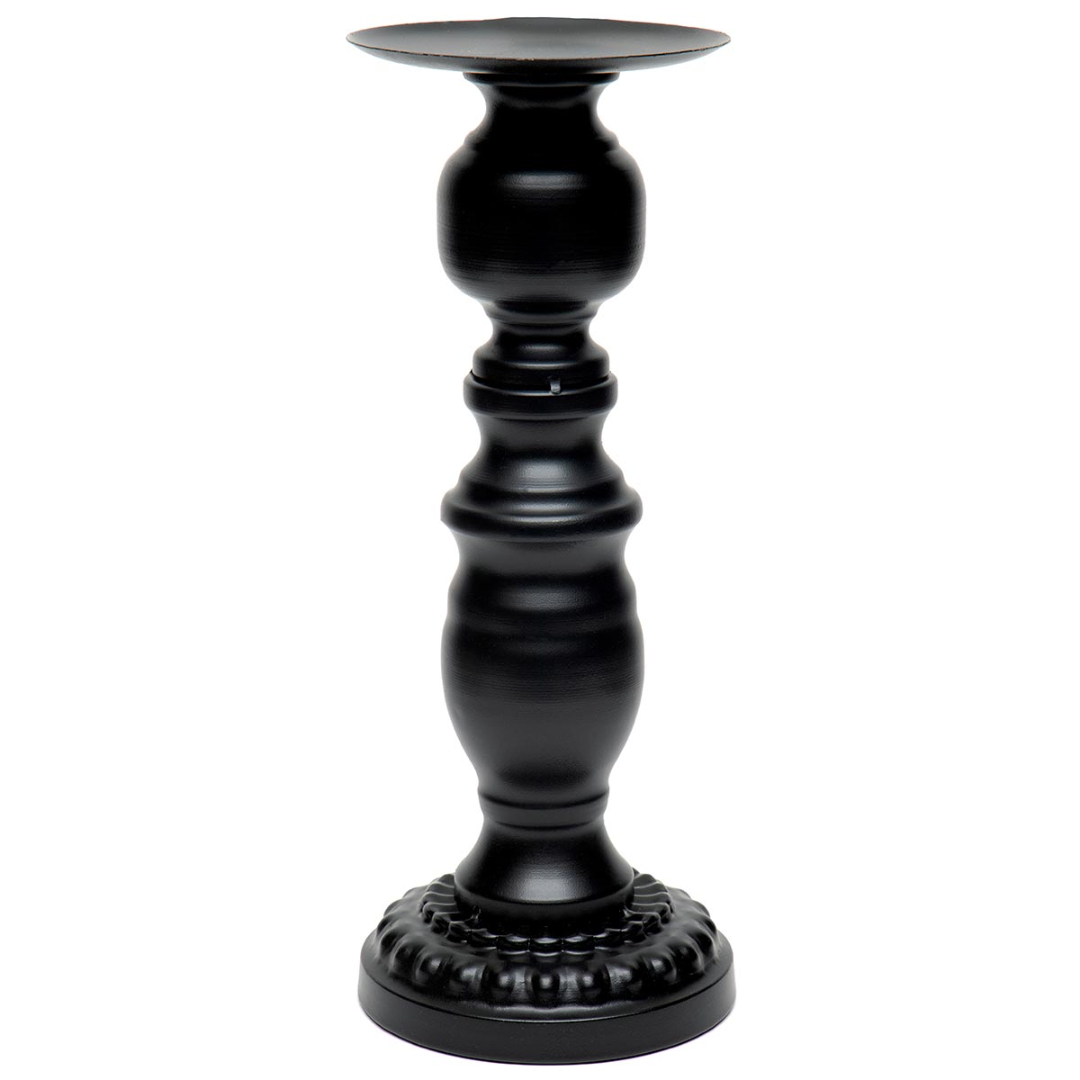 METAL CANDLEHOLDER MATTE BLACK LARGE 5"X12.5"