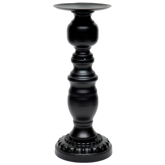 METAL CANDLEHOLDER MATTE BLACK LARGE 5"X12.5"