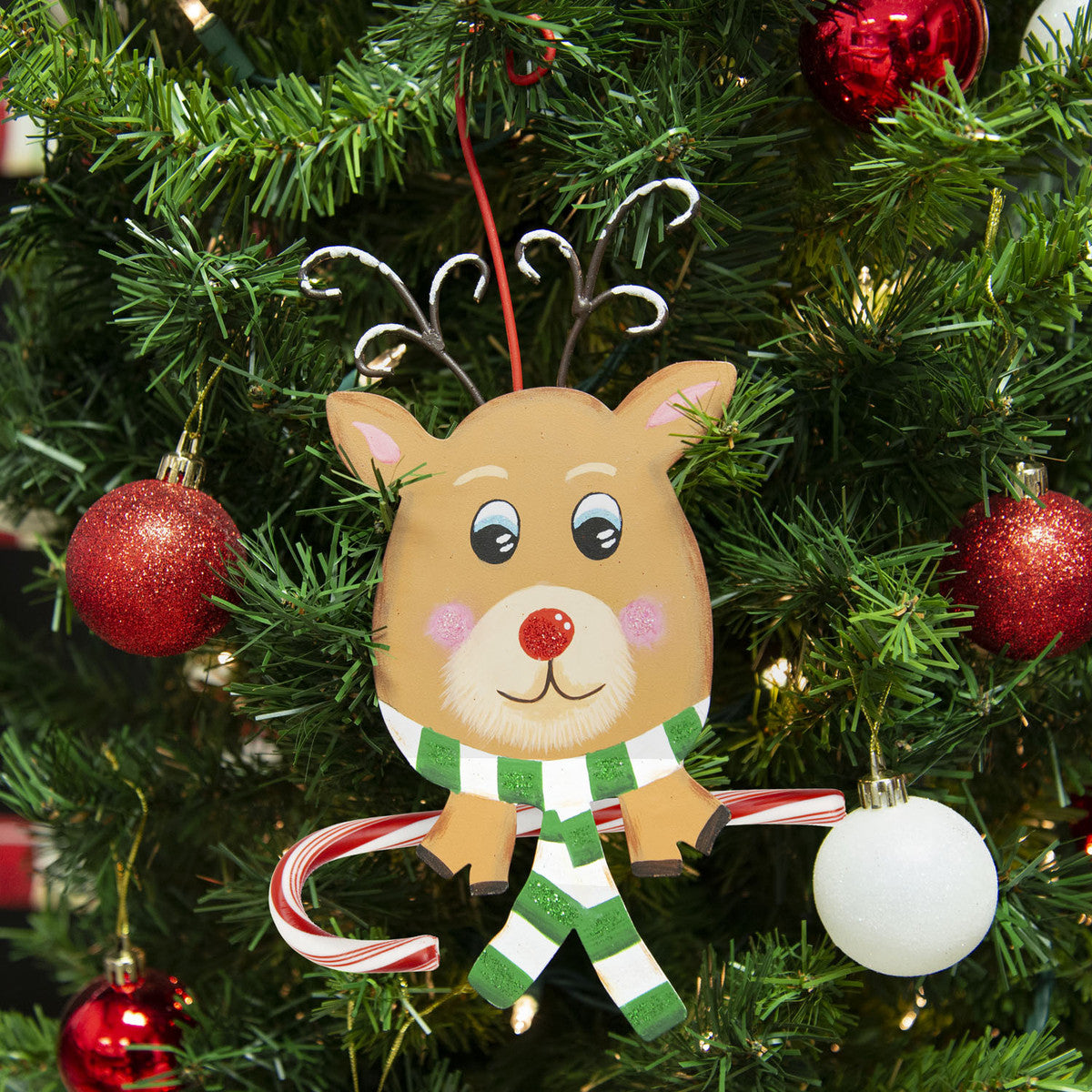 REINDEER CANDY CANE HOLDER ORNAMENT