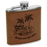 Dark Brown Laserable Leatherette Stainless Steel Flask