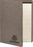 Gray Laserable Leatherette Portfolio with Notepad