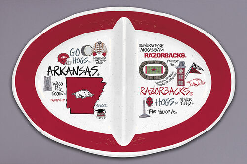 Arkansas Razorback Melamine 2 Section Platter