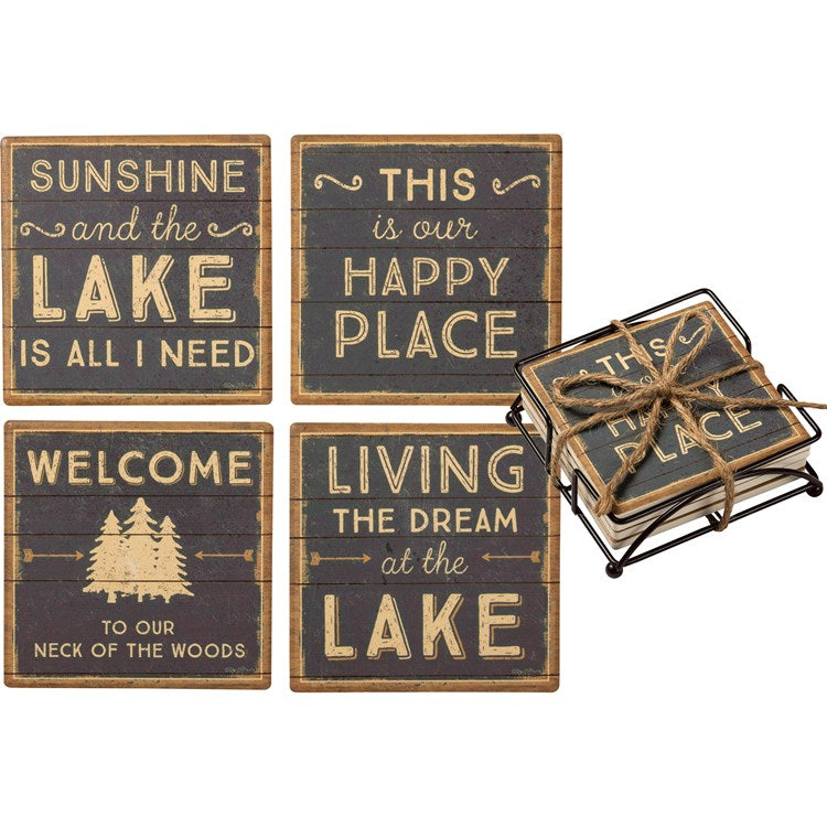 This Is Our Happy Place Lake Coaster Set