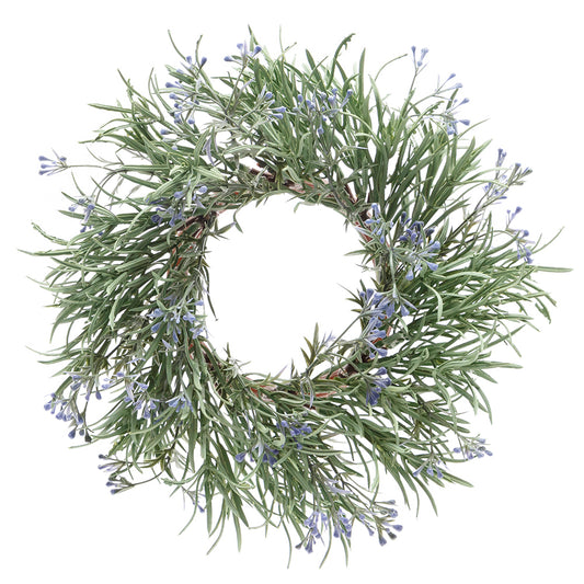 Rosemary Candle Ring with Purple Berries 10"