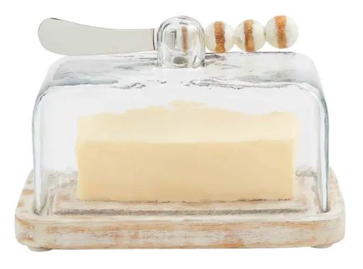 WHITE BEAD BUTTER DISH SET