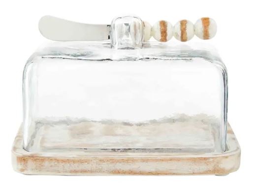 WHITE BEAD BUTTER DISH SET