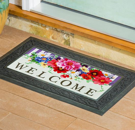 'Welcome' Divided Floral Sassafras Switch Mat