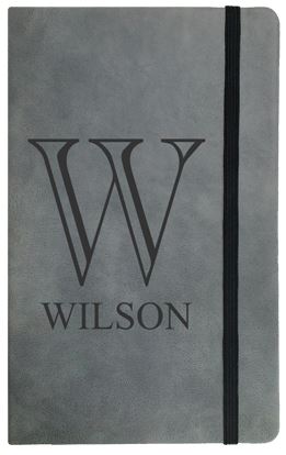 GREY FAUX LEATHER NOTEBOOK LARGE A5