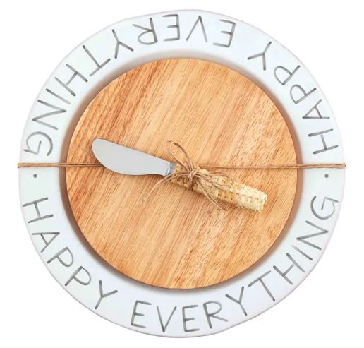HAPPY CHEESE PLATE AND BOARD SET
