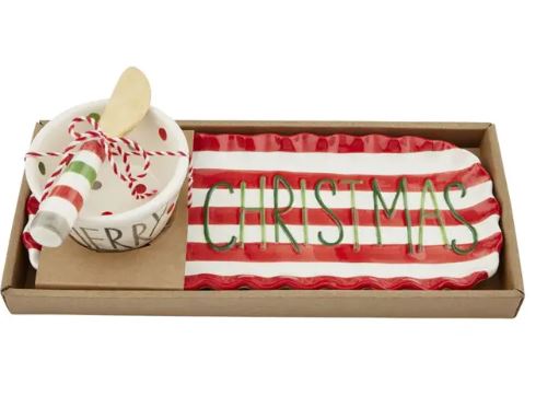 CHRISTMAS RUFFLE TRAY AND DIP SET