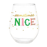 Jumbo Stemless Wine Glass - Naughty/Nice